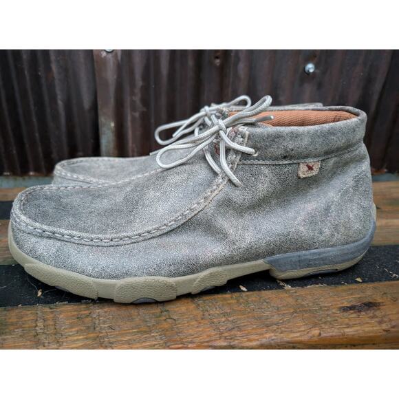 Twisted X Chukka Boots Men 10.5 Driving Moc Shoes Gray Leather Soft Toe - Picture 1 of 8